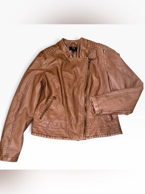 G by Giuliana Tan Faux Leather Moto Jacket